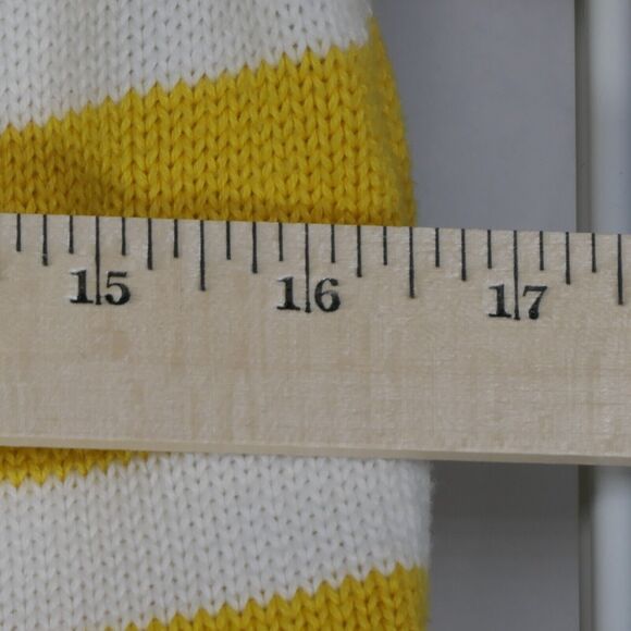LRL Lauren Ralph Yellow White Quarter Zip Sweater Womens Petite Large Striped - Picture 9 of 10